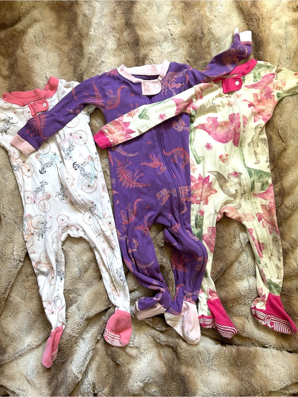 Burt’s Bees Organic Cotton Bikes & Dinosaur Footed One-Piece Pajamas Set 12 MOS